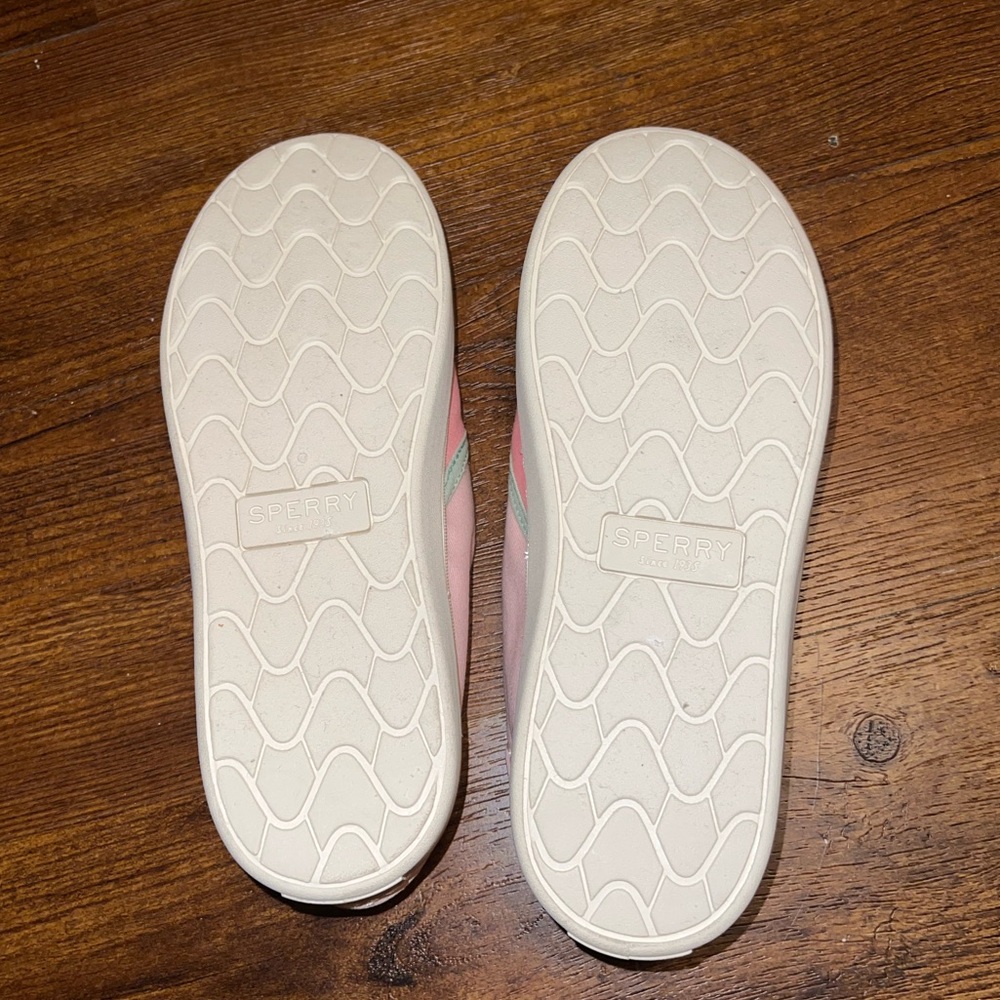 Sperry Colorblock Pink Green Pastel Canvas Slip On Memory Foam Loafers Size 6 - Picture 9 of 11